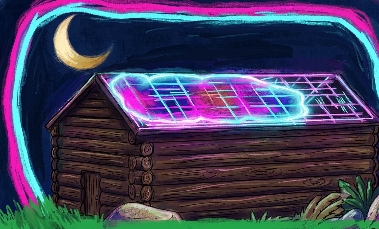 NeonRoof neon cabin logo