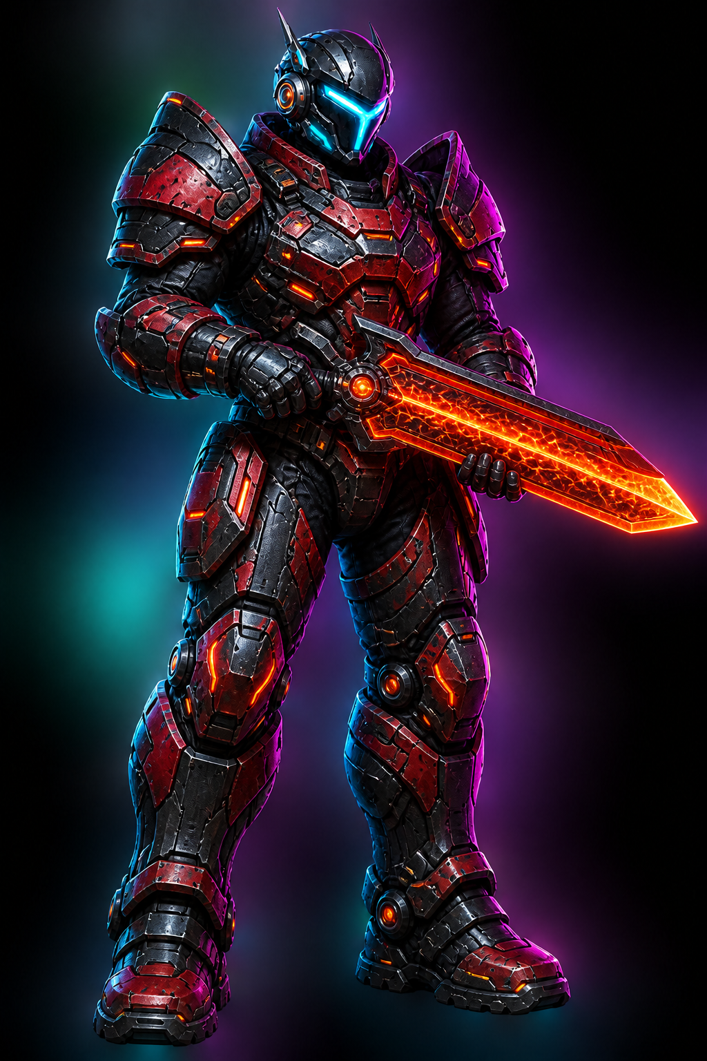 Neon Arena heavy avatar holding the mapped Ion Saber