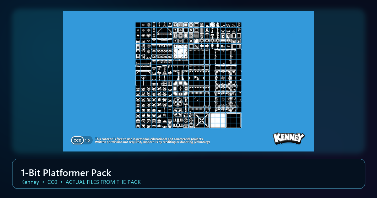 Actual asset-pack preview for 1-Bit Platformer Pack