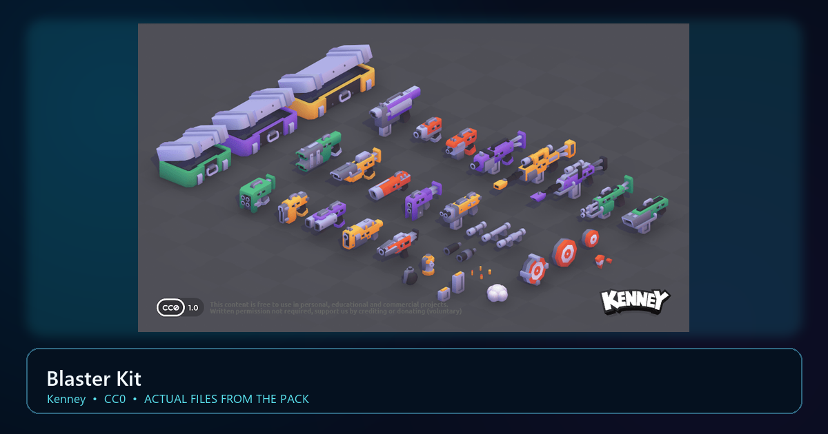Actual asset-pack preview for Blaster Kit