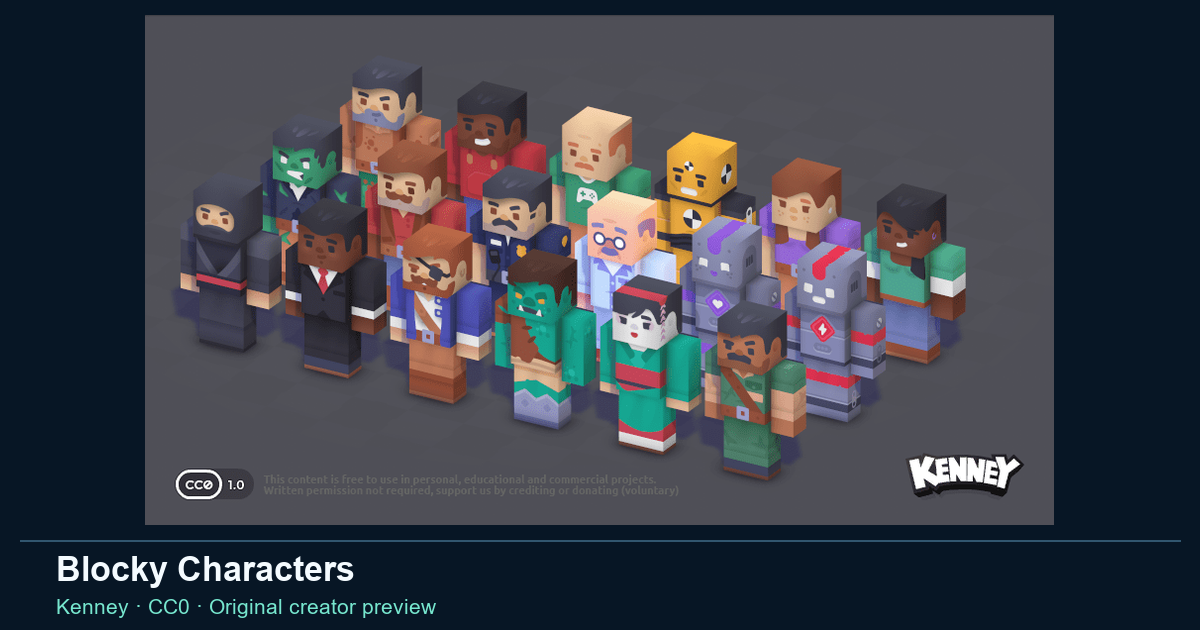 Actual asset-pack preview for Blocky Characters