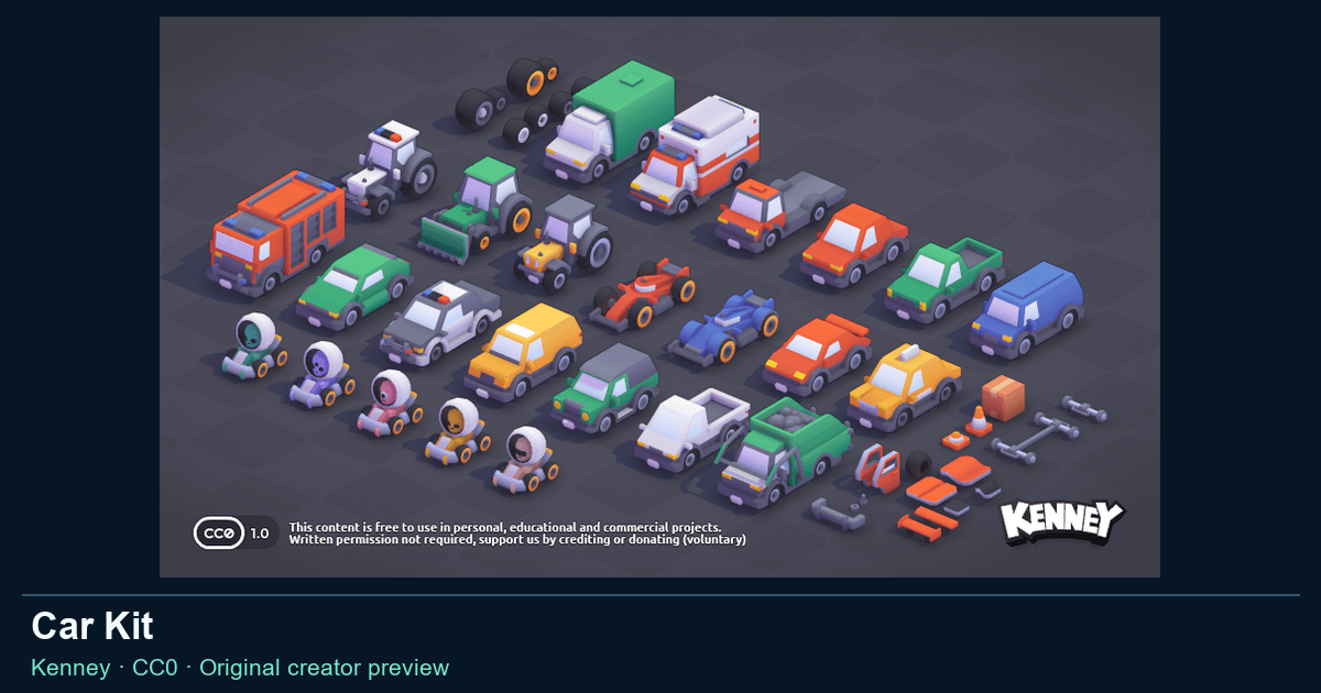Actual asset-pack preview for Car Kit