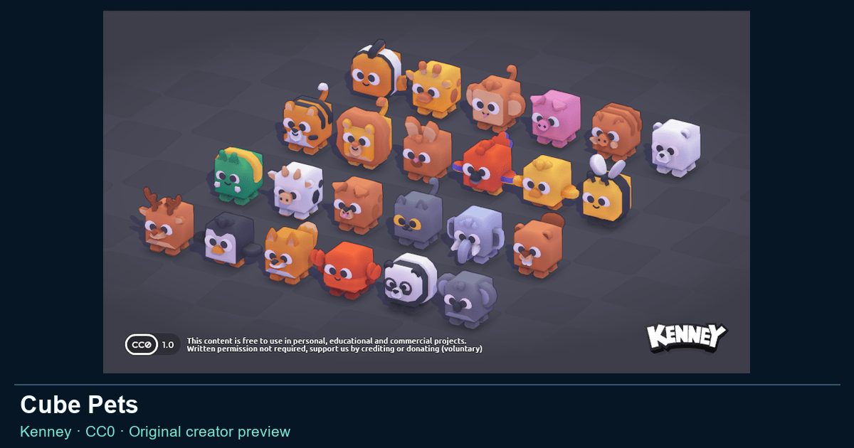 Actual asset-pack preview for Cube Pets