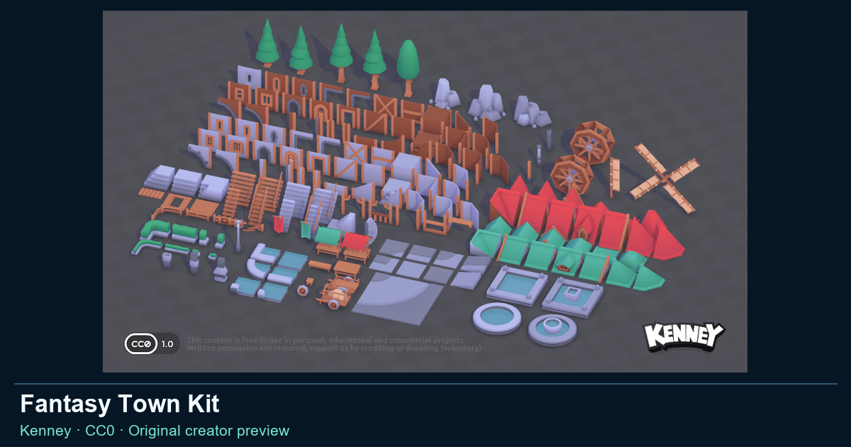 Actual asset-pack preview for Fantasy Town Kit