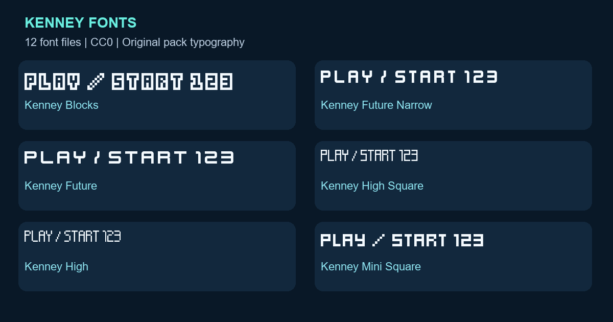 Actual asset-pack preview for Kenney Fonts