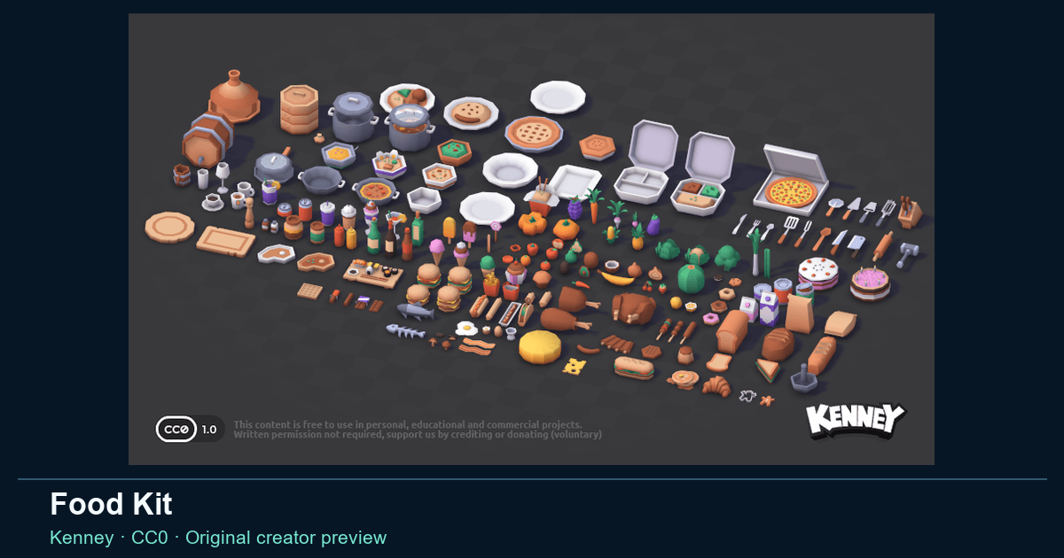Actual asset-pack preview for Food Kit