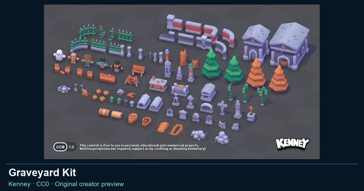 Actual asset-pack preview for Graveyard Kit