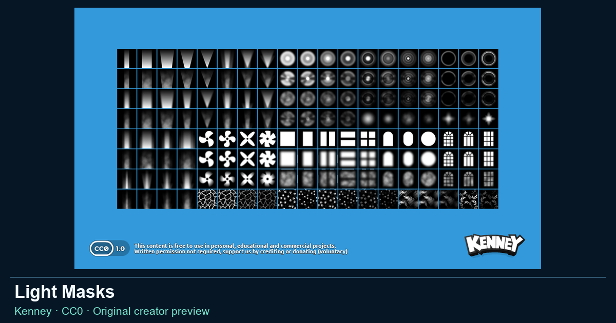 Actual asset-pack preview for Light Masks