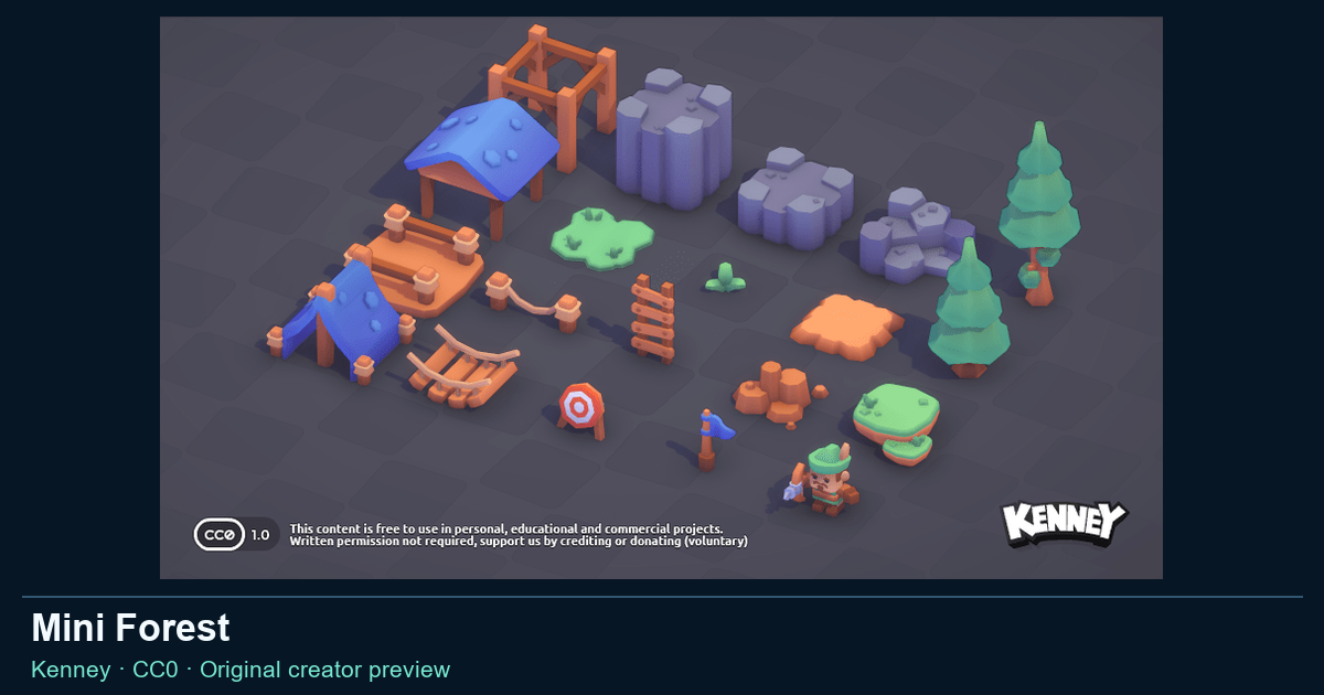 Actual asset-pack preview for Mini Forest