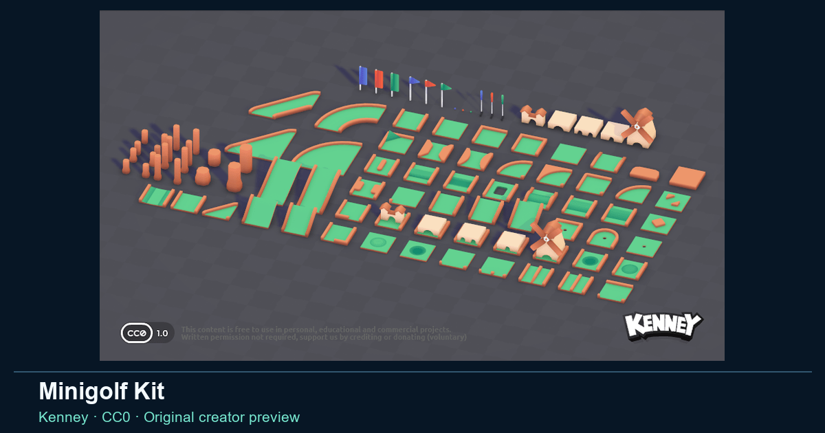 Actual asset-pack preview for Minigolf Kit
