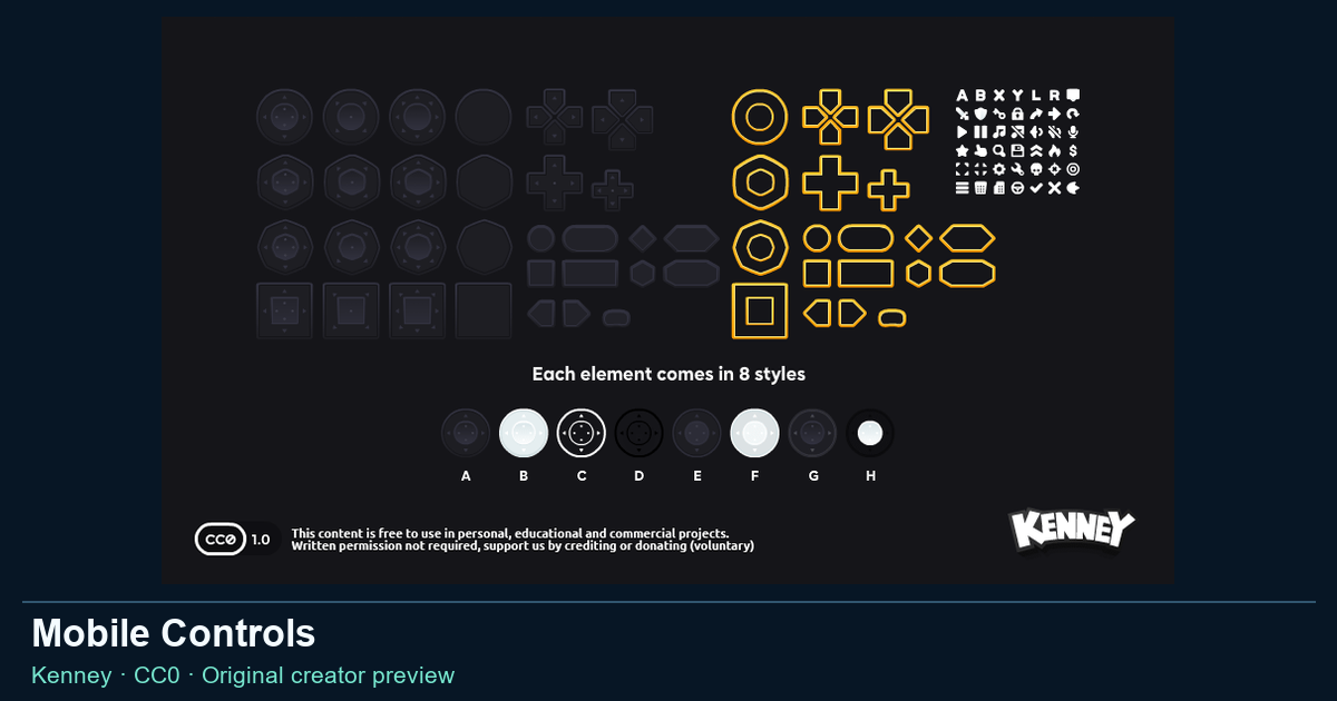 Actual asset-pack preview for Mobile Controls