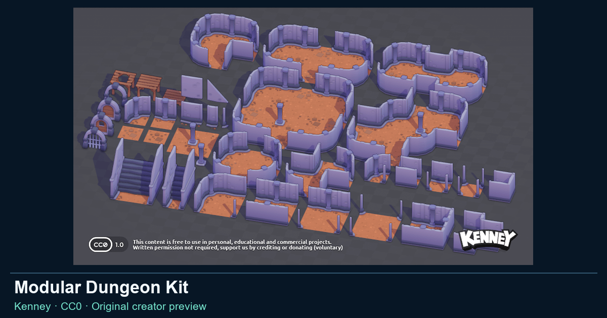 Actual asset-pack preview for Modular Dungeon Kit