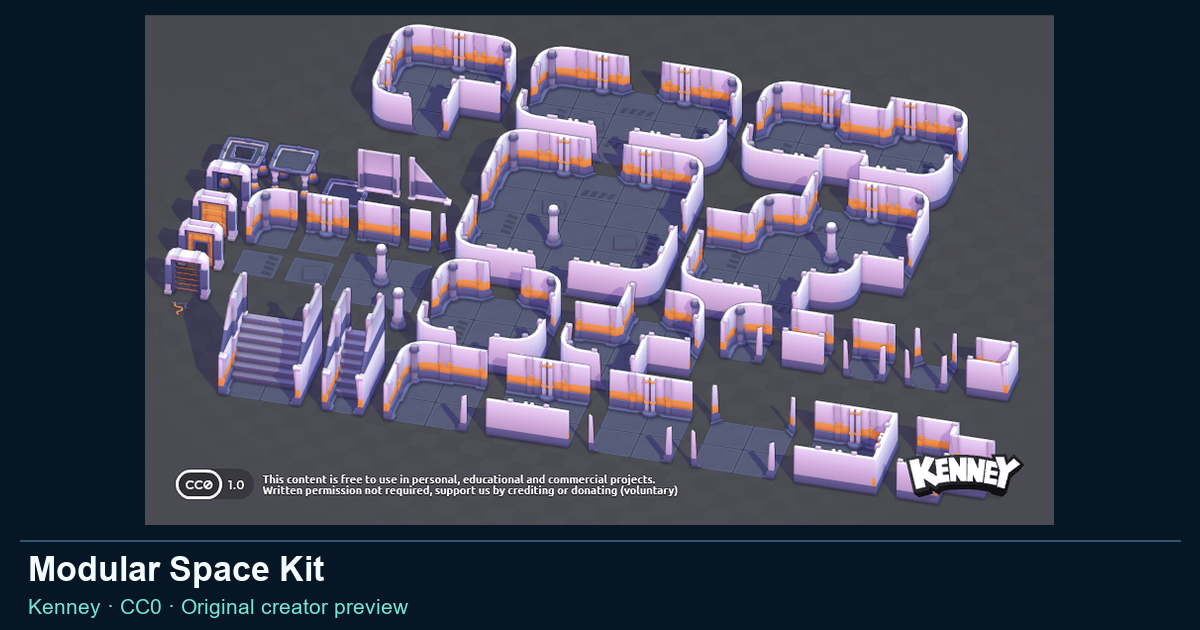 Actual asset-pack preview for Modular Space Kit