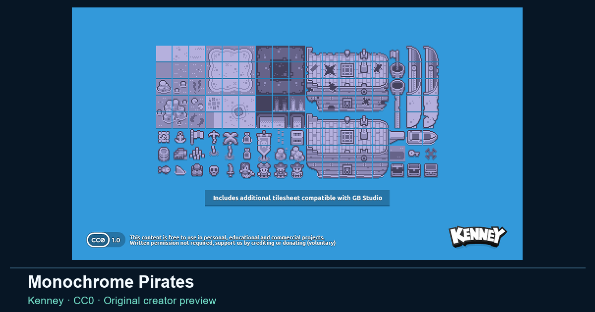 Actual asset-pack preview for Monochrome Pirates
