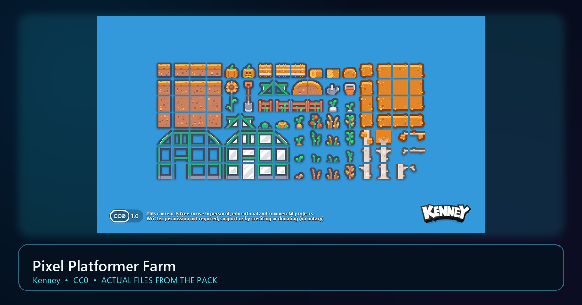 Actual asset-pack preview for Pixel Platformer Farm Expansion