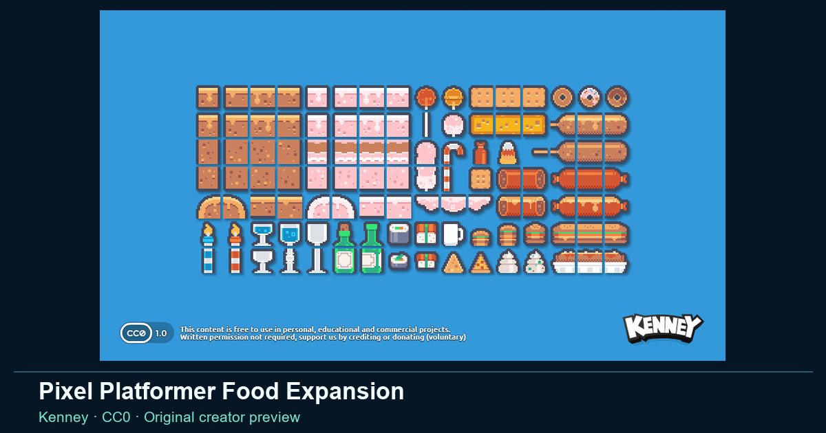 Actual asset-pack preview for Pixel Platformer Food Expansion