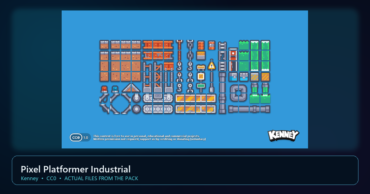 Actual asset-pack preview for Pixel Platformer Industrial Expansion
