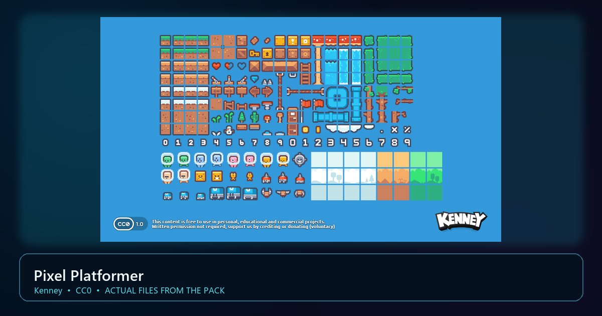 Actual asset-pack preview for Pixel Platformer