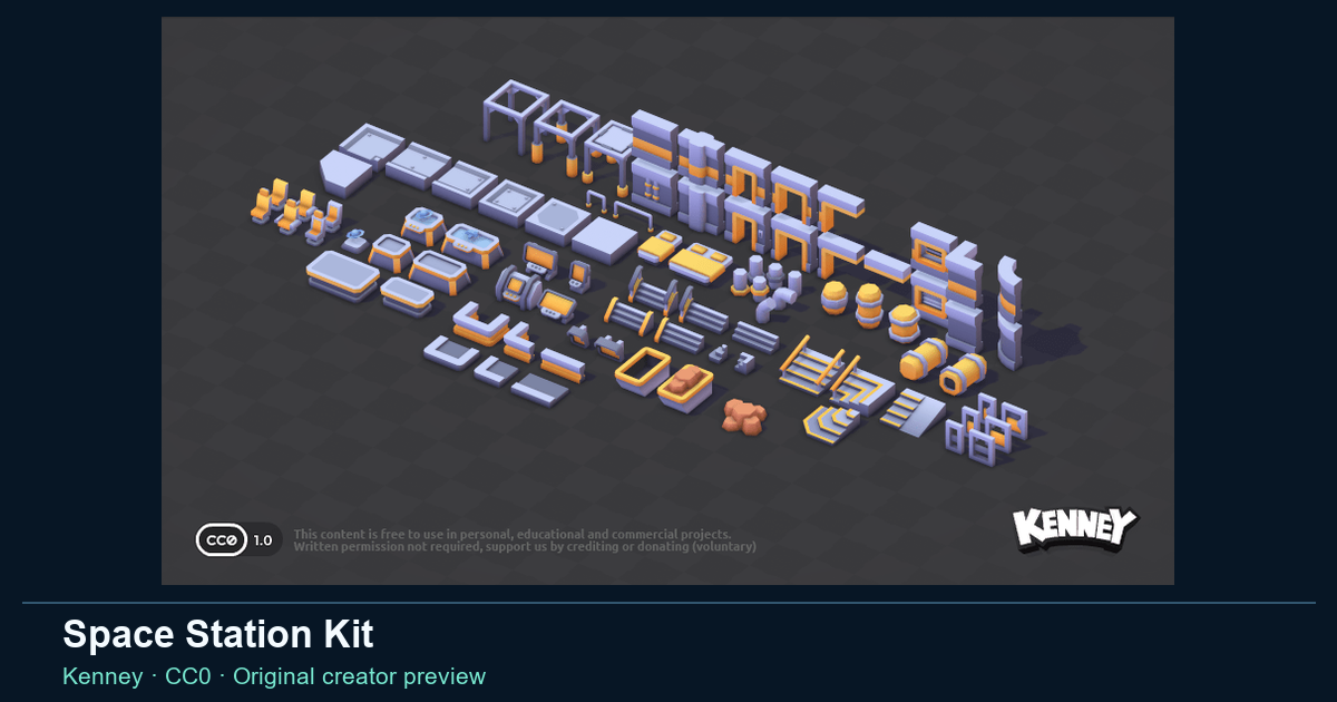 Actual asset-pack preview for Space Station Kit