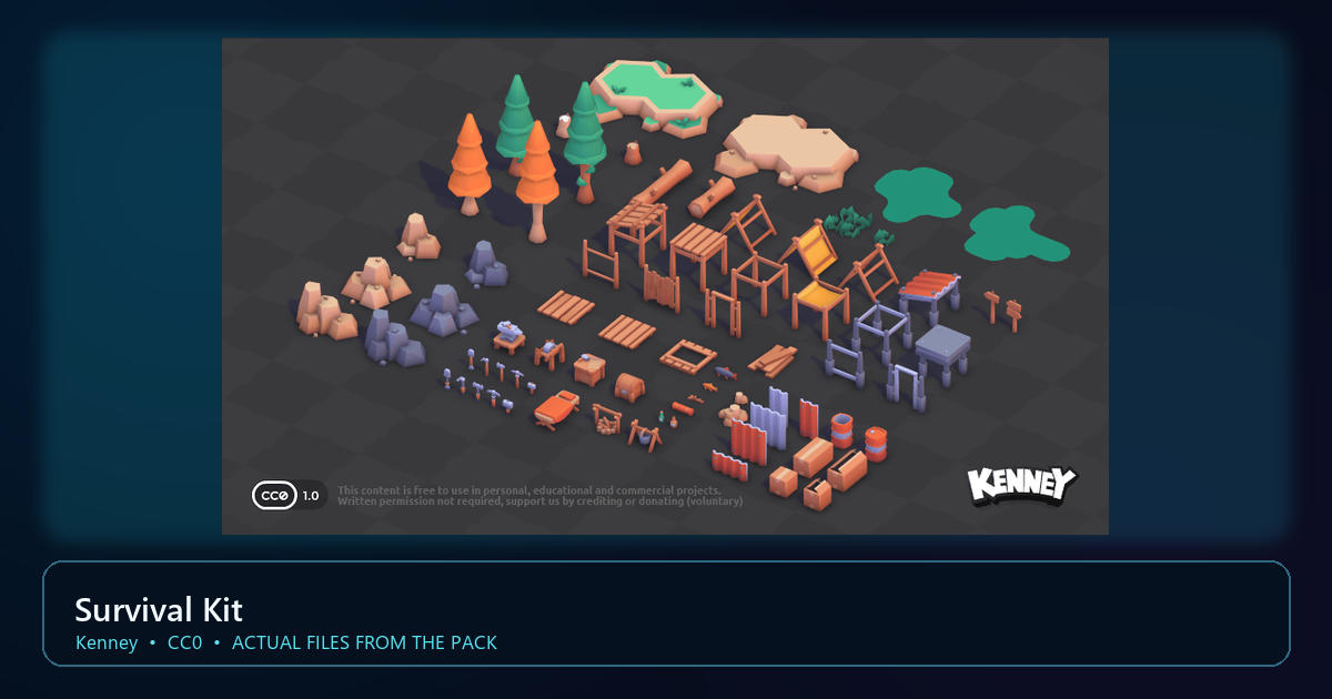 Actual asset-pack preview for Survival Kit