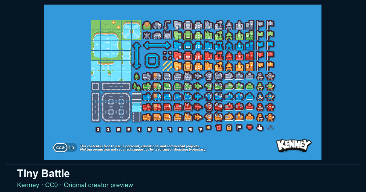 Actual asset-pack preview for Tiny Battle