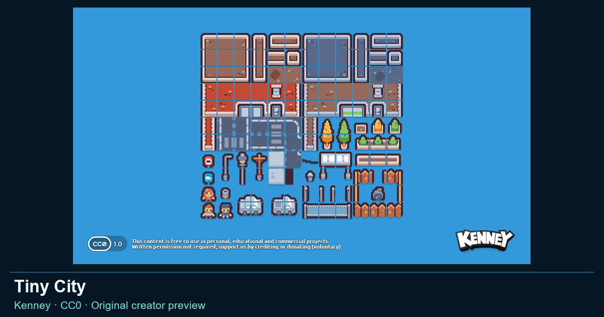 Actual asset-pack preview for Tiny City