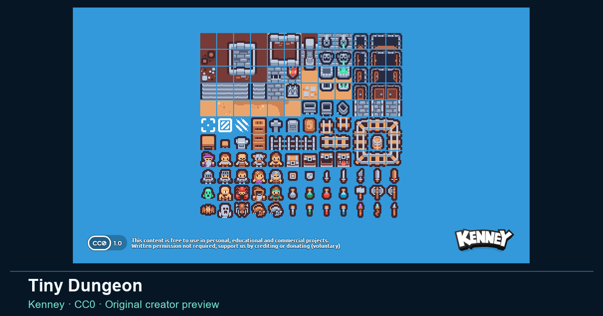 Actual asset-pack preview for Tiny Dungeon