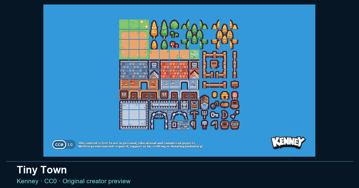 Actual asset-pack preview for Tiny Town