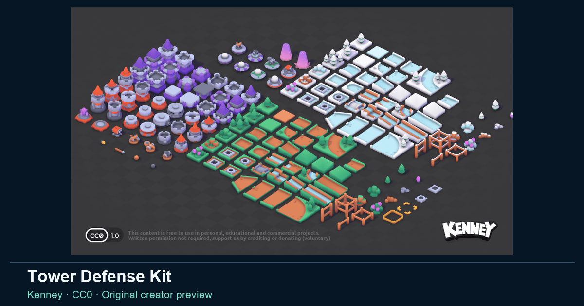 Actual asset-pack preview for Tower Defense Kit