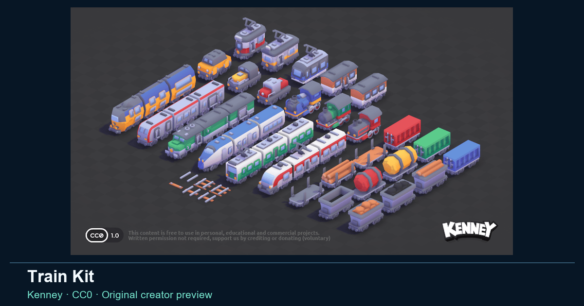 Actual asset-pack preview for Train Kit