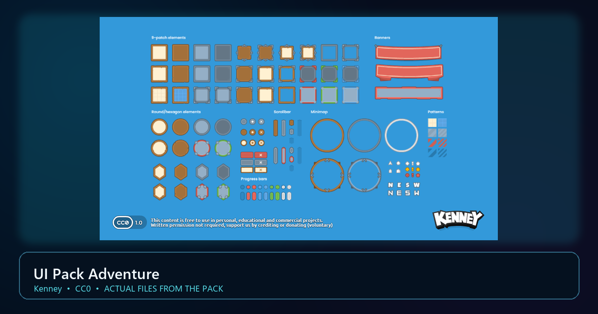 Actual asset-pack preview for UI Pack Adventure
