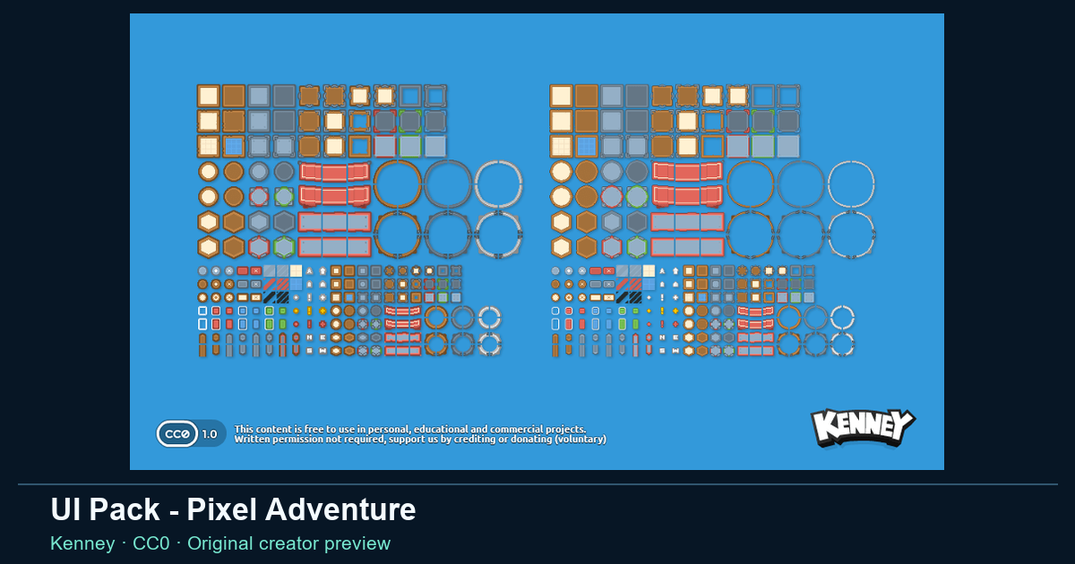 Actual asset-pack preview for UI Pack - Pixel Adventure