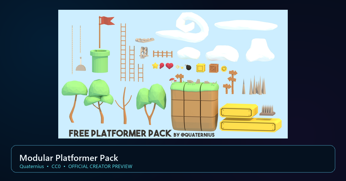 Actual asset-pack preview for Modular Platformer Pack