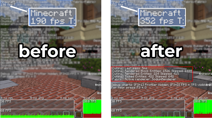 Entity Culling visibility comparison