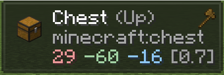 Jade Minecraft mod: Shows targeted face, position and distance