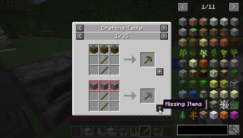Just Enough Items (JEI) mod for Minecraft Java Edition