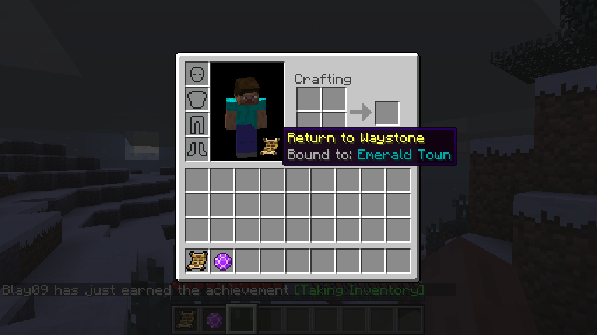 Waystones Minecraft mod: Inventory Button