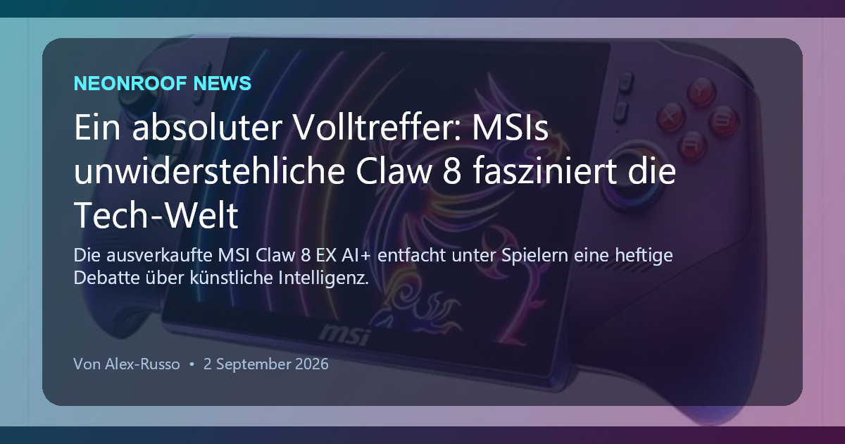 NeonRoof News social preview for Ein absoluter Volltreffer: MSIs unwiderstehliche Claw 8 fasziniert die Tech-Welt