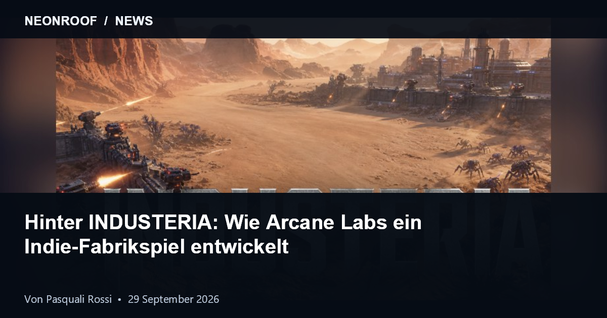 Breites INDUSTERIA-Motiv mit einer außerirdischen Industrieanlage und ihren Verteidigungen