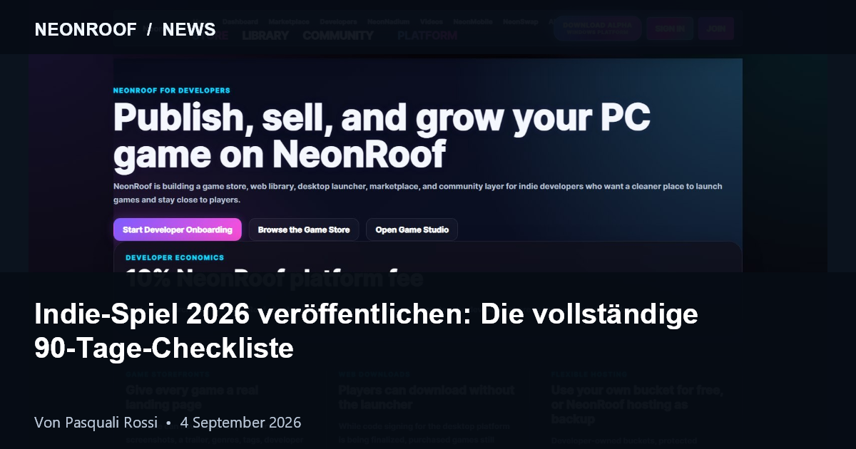 90-Tage-Checkliste für Entwickler mit Stores, Presse, Tests und Support vor dem Indie-Release