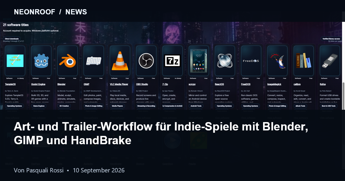 Art- und Trailer-Workflow für Indie-Spiele mit Blender, GIMP und HandBrake