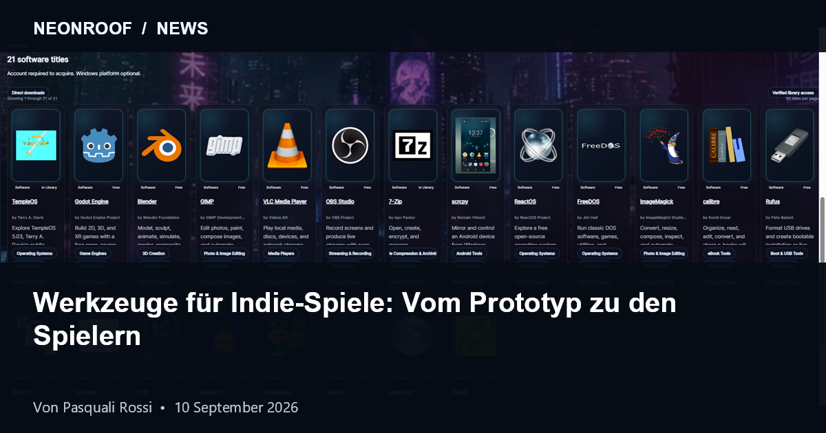 Vollständige Werkzeugkette für Indie-Spiele vom Prototyp zu Spielern