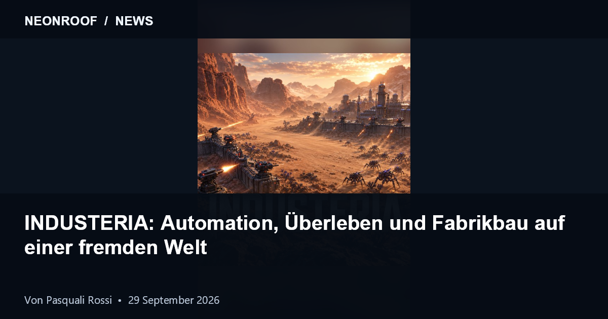 INDUSTERIA-Cover mit einer Industriekolonie in einer fremden Wüstenlandschaft