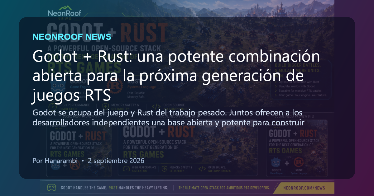 NeonRoof News social preview for Godot + Rust: una potente combinación abierta para la próxima generación de juegos RTS