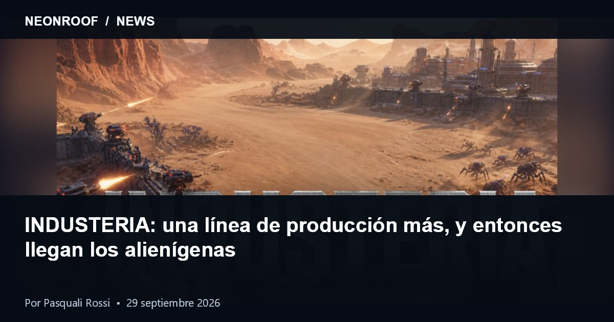 Arte de INDUSTERIA proporcionado por Arcane Labs: fábricas y defensas en un desierto alienígena