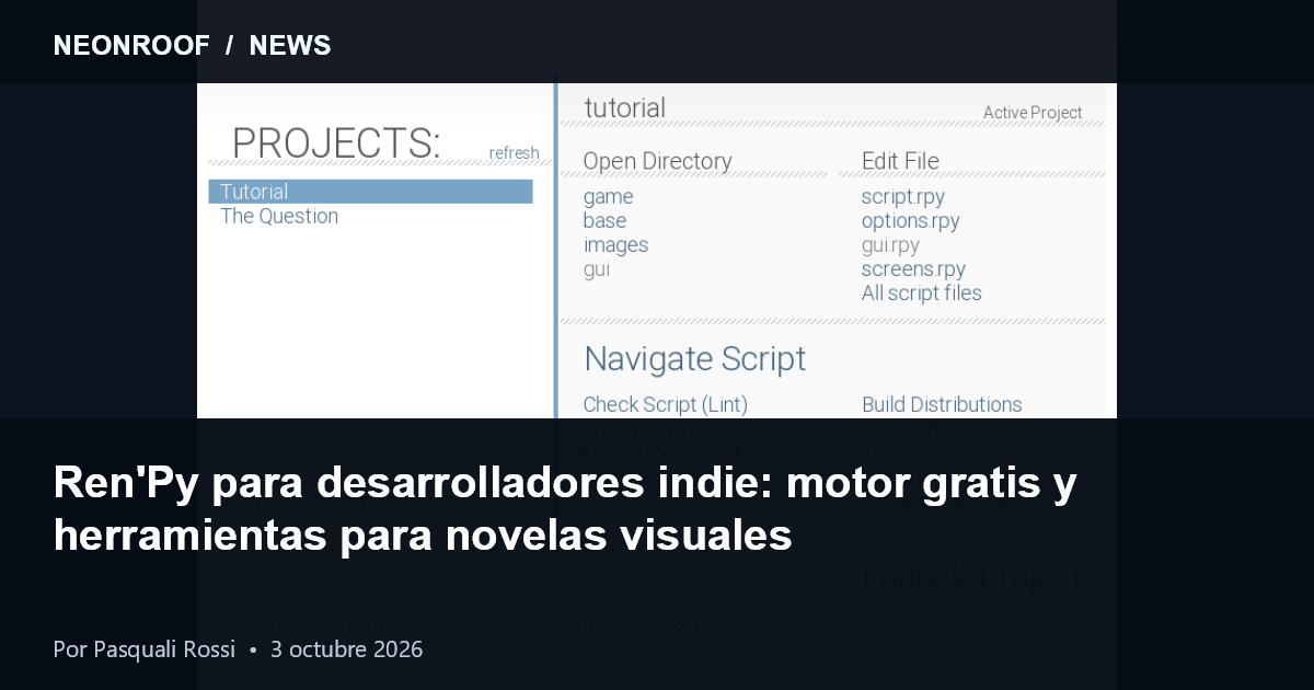 Ren'Py launcher and project interface, official documentation screenshot