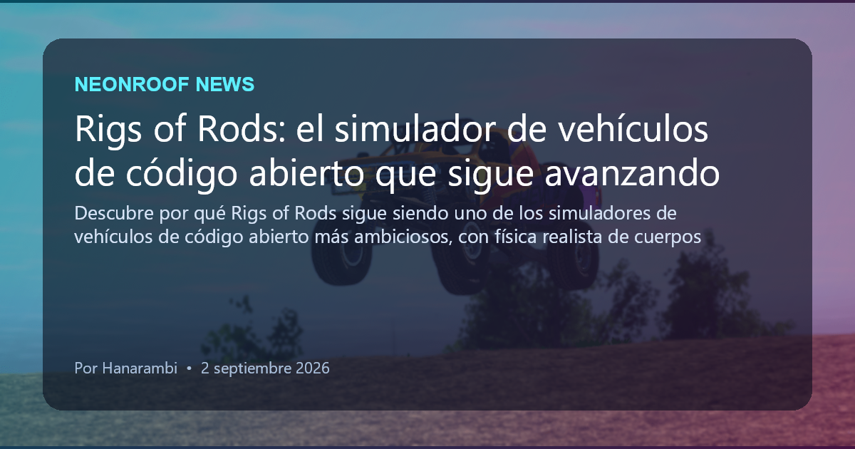 NeonRoof News social preview for Rigs of Rods: el simulador de vehículos de código abierto que sigue avanzando