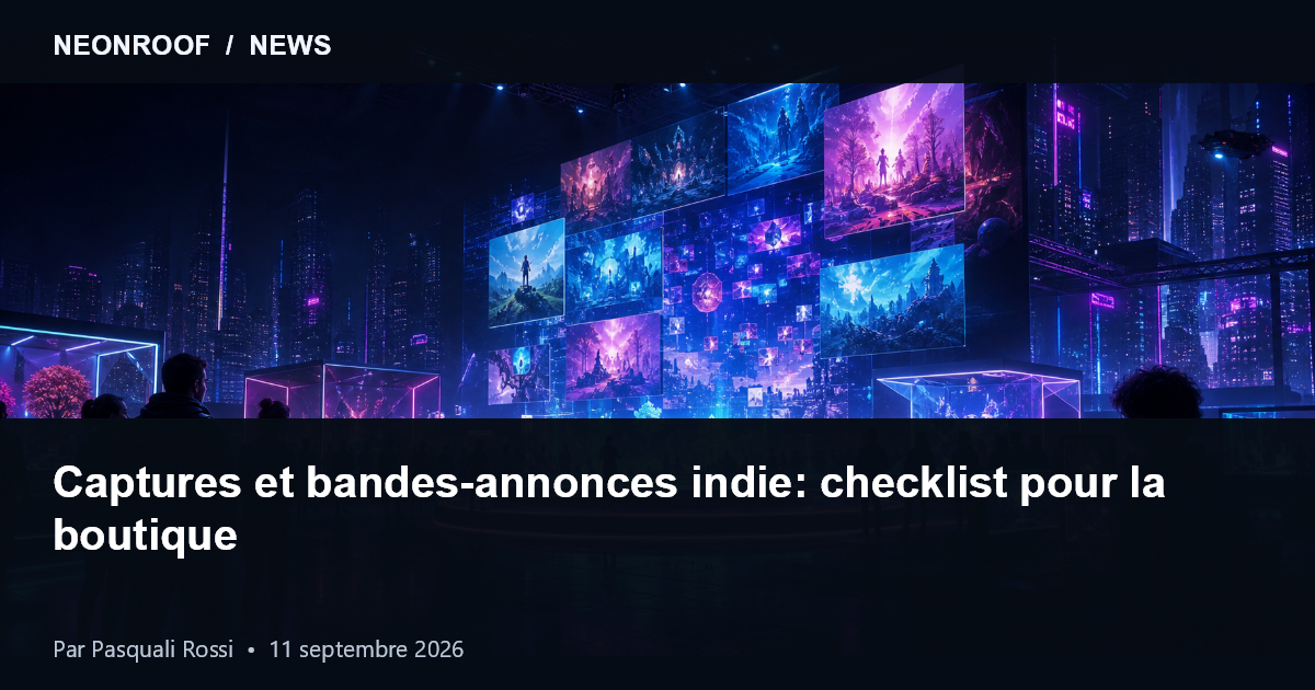 Checklist média pour couverture, captures, bannière et bande-annonce d'un jeu indie