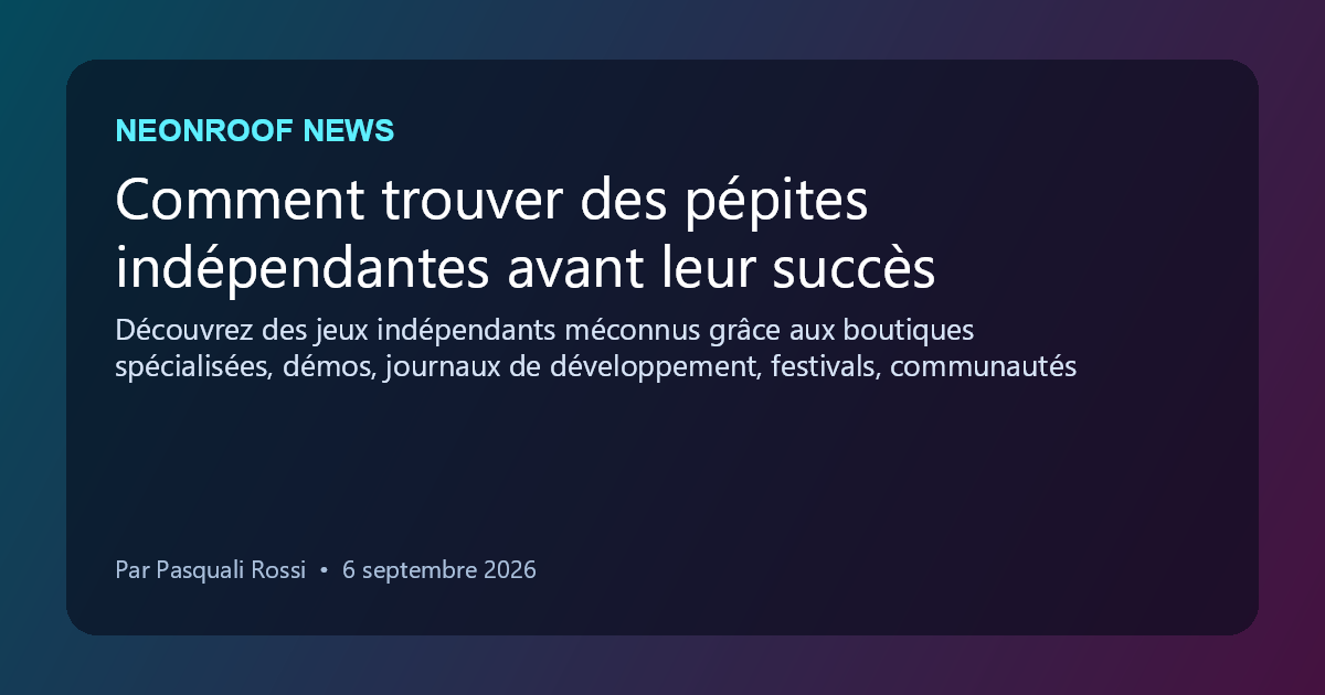 NeonRoof News social preview for Comment trouver des pépites indépendantes avant leur succès
