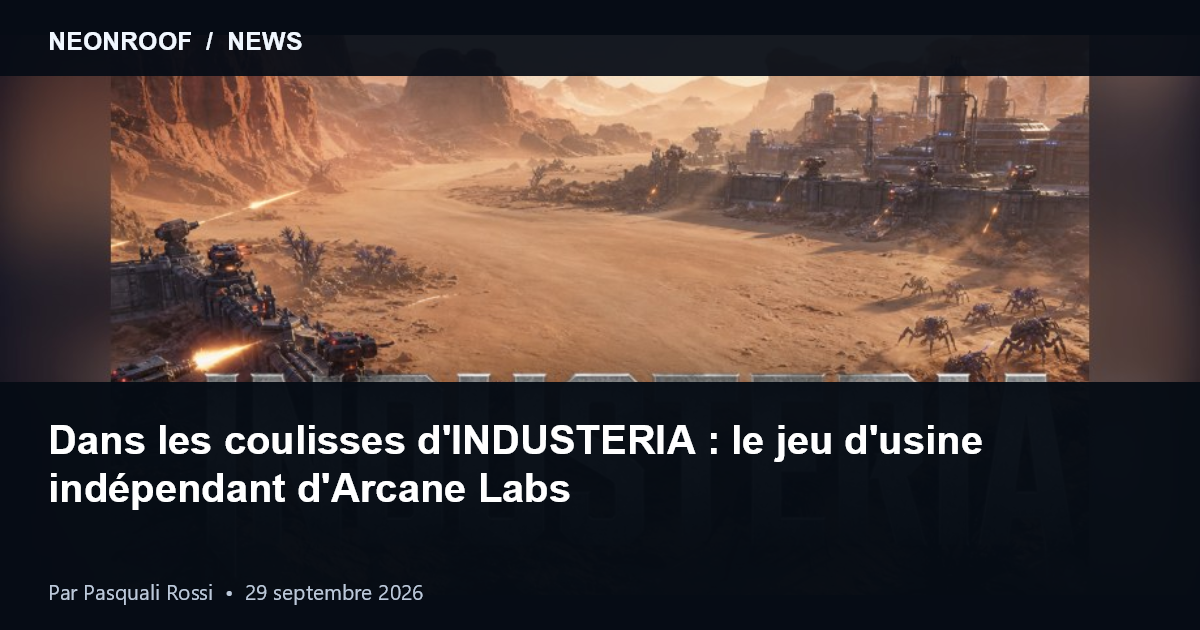 Vue panoramique d'INDUSTERIA avec une colonie industrielle extraterrestre et ses défenses